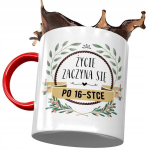 Kubek Czerwony na Urodziny 16 16ste 16-ste Prezent