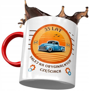 Kubek Czerwony na Urodziny 35 35te 35-te Prezent