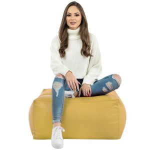 Fotel do siedzenia STOLIK EKOSKÓRA Pufa CIELISTA