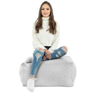 Pufa RECYKLING do siedzenia Stolik fotel SZARY