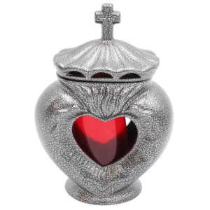 Znicz Ceramiczny Serce Srebrne LC21