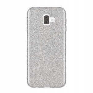 Etui Silikonowe Brokat do Samsung J6+ J610 -silver