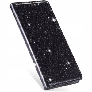 Etui Z Klapką Brokatowe Do Xiaomi Redmi 7 Czarne