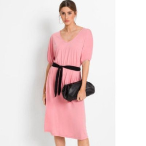 Bonprix Różowa Pastelowa Elastyczna Sukienka Midi 40-42 906520