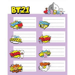 Line Friends Bt21 - Zestaw 16 Naklejek Na Zeszyty / Książki