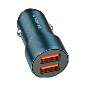 Borofone Ładowarka Samochodowa Bz19 Wisdom - 2xusb - 12w Niebieska