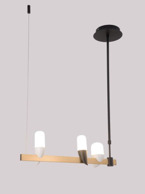 Sakai Żyrandol 3x5,4w Led Czarny, Złoty