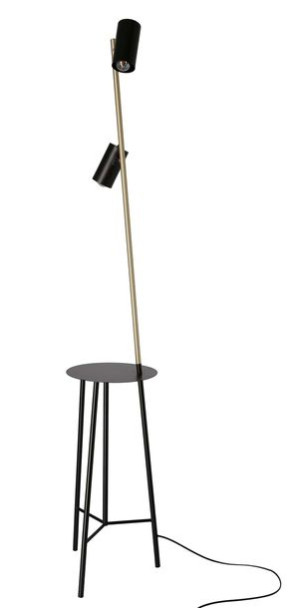 Perret Lampa Podłogowa Czarny+złoty Matowy 2x15w Gu10 Klosz Czarny