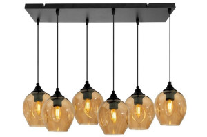 Aspa Lampa Wisząca Czarny 6x40w E27 Klosz Brązowy