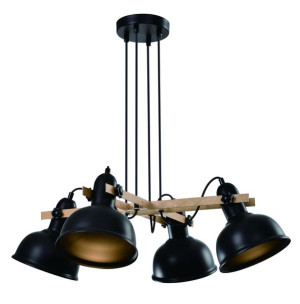 Reno Lampa Wisząca Czarny 4x40w E27 Klosz Czarny