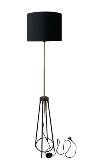 Tegola Lampa Podłogowa Czarny+złoty Matowy 1x60w E27 Abażur Czarny