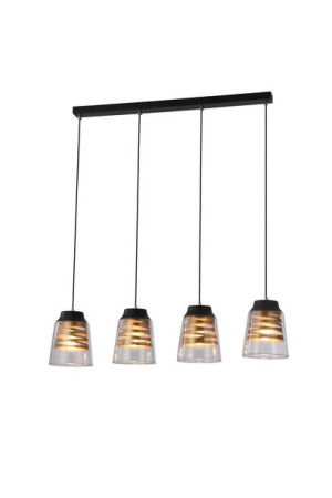 Fresno Lampa Wisząca Czarny 4x60w E27 Klosz Bezbarwny
