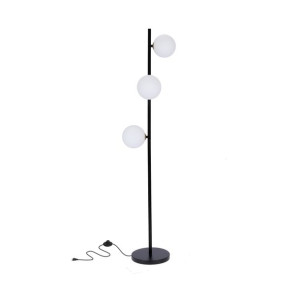 Kama Lampa Podłogowa Czarny+złoty 3x28w G9 Klosz Biały
