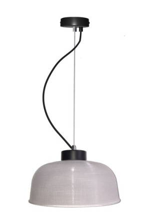 Liverpool Lampa Wisząca 1x40w E27 Przeźroczyste Szkło Czarnobiały Kabel