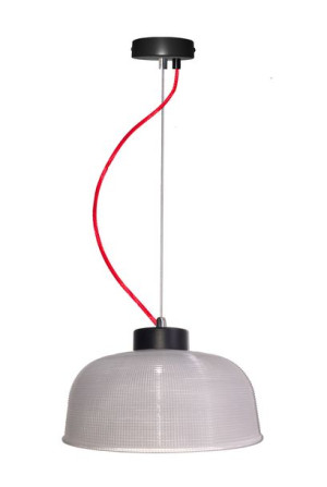 Liverpool Lampa Wisząca 1x40w E27 Przeźroczyste Szkło, Czerwony Kabel