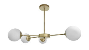 Mati Lampa Wisząca Mosiądz 4x20w G9 Klosz Biały
