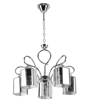 Italo Lampa Wisząca Chromowy 5x40w E27 Klosz Srebrny
