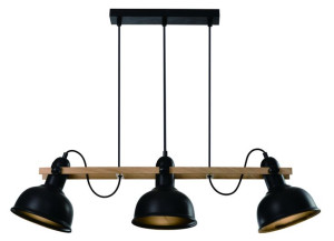 Reno Lampa Wisząca Czarny 3x40w E27 Klosz Czarny