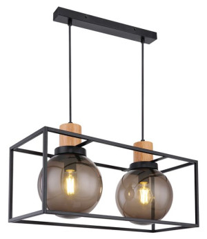Retro 2 Lampa Wisząca Czarny 2x40w E27 Klosz Dymiony