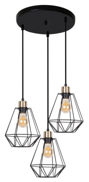 Primo Lampa Wisząca Talerz Czarny+patyna 3x60w E27 Klosz Czarny