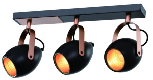 Anica Lampa Sufitowa Listwa Czarny 3x40w E14 Odbłyśnik Złoty