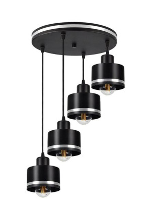 Wama Lampa Wisząca Czarny 4x40w E27 Klosz Czarny+srebrny