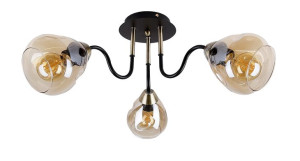 Unica Lampa Sufitowa Czarny+złoty 3x40w E27 Klosz Dymiony