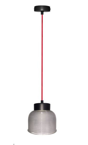 Liverpool Lampa Wisząca 1x40w E27 Przeźroczyste Szkło, Czerwony Kabel