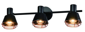 Neria Lampa Sufitowa Listwa Czarny 3x40w E14 Klosz Miedziany