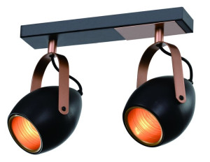 Anica Lampa Sufitowa Listwa Czarny 2x40w E14 Odbłyśnik Złoty