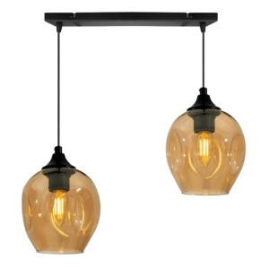 Aspa Lampa Wisząca Czarny 2x40w E27 Klosz Brązowy