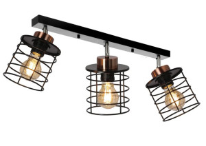 Glob Lampa Sufitowa Czarny+złoty 3x40w E27 Klosz Czarny