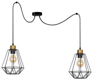 Primo P Lampa Wisząca Czarny+złoty 2x60w E27 Klosz Czarny