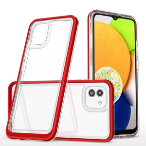 Clear 3in1 Etui Samsung Galaxy A03 Silikonowy Pokrowiec Z Ramką Czerwone