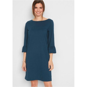 Bonprix Granatowa Luźna Prosta Sukienka Falbany Mini 48-50 908171