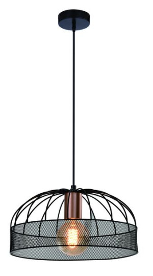 Levi Lampa Wisząca Złoty 1x40w E27 Klosz Czarny