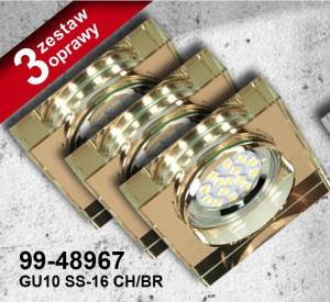 Zestaw Trzech Opraw Ss-16 Ch/br 3x3w Gu10 Z Żarówką Led Opr. Strop. Stała
