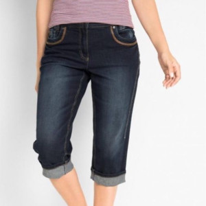Bonprix Granatowe Jeansowe Spodnie Rybaczki Ze Stretchem 48-50 940531