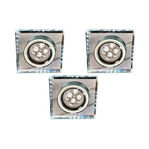 Zestaw Trzech Opraw Ss-22 Ch/tr+wh Gu10 50w+led Smd 230v Biały 2,1w Chrom O