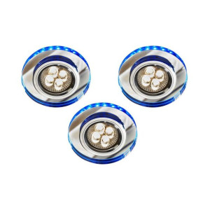 Zestaw Trzech Opraw Ss-23 Ch/tr+bl Gu10 50w+led Smd 230v Niebieski 2,1w Chr