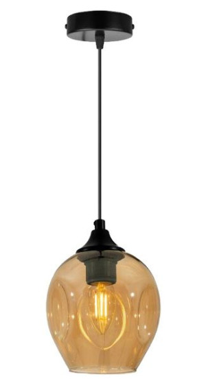 Aspa Lampa Wisząca Czarny 1x40w E27 Klosz Brązowy