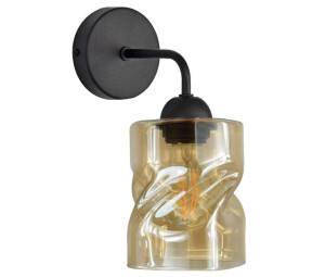 Felis Lampa Kinkiet Czarny 1x60w E27 Klosz Bursztynowy