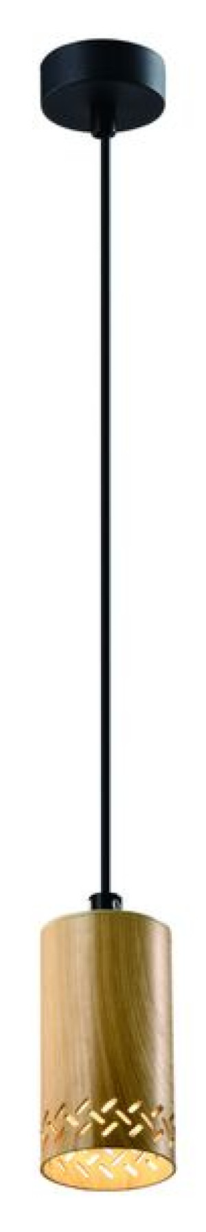 Tubo Lampa Wisząca Czarny 1x25w Gu10 Klosz 10cm Drewniany