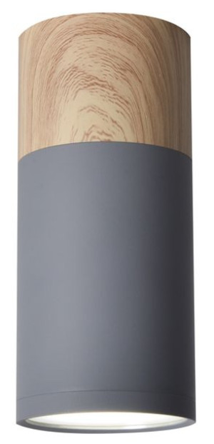 Tuba Lampa Sufitowa 1x15w Gu10 6,8/15 Szary+drewno