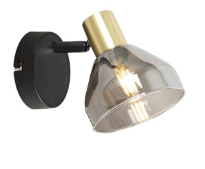 Gregory Lampa Kinkiet Czarny Brąz 1x40w E14 Klosz Dymiony