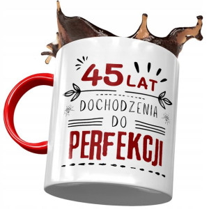 Kubek Czerwony na Urodziny 45 45te 45-te Prezent
