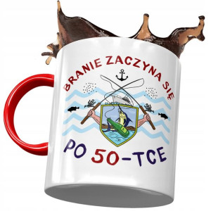 Kubek Czerwony na Urodziny 50 50te 50-te Prezent