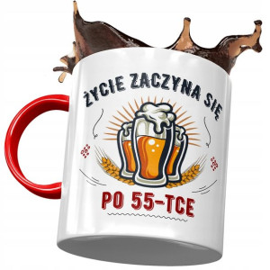 Kubek Czerwony na Urodziny 55 55te 55-te Prezent