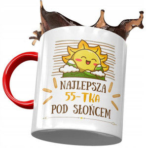 Kubek Czerwony na Urodziny 55 55te 55-te Prezent