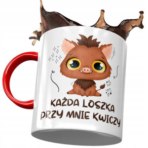 Kubek Czerwony Śmieszny Każda Loszka Kwiczy